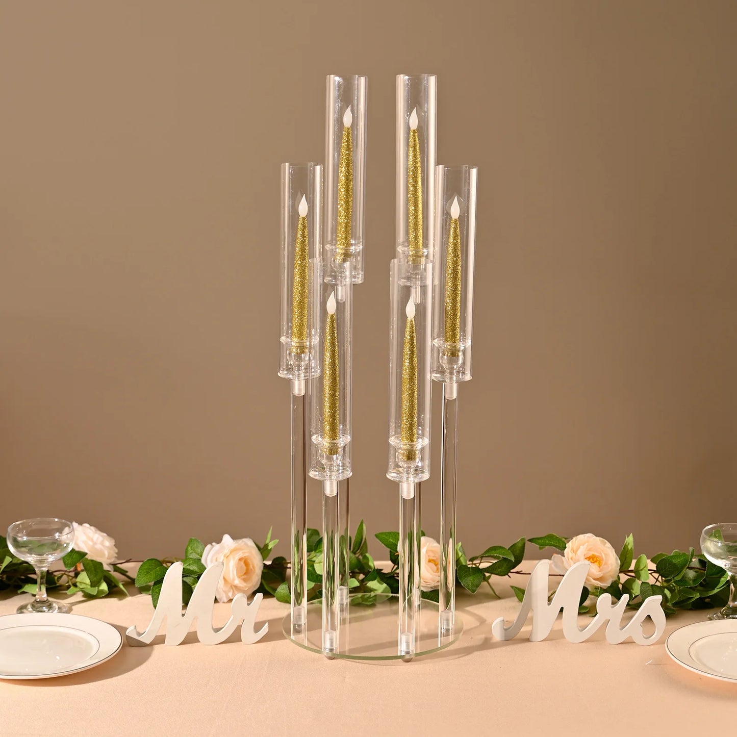 VINCIGANT 6-Arm Candlestick Holders Set For Wedding And Dining