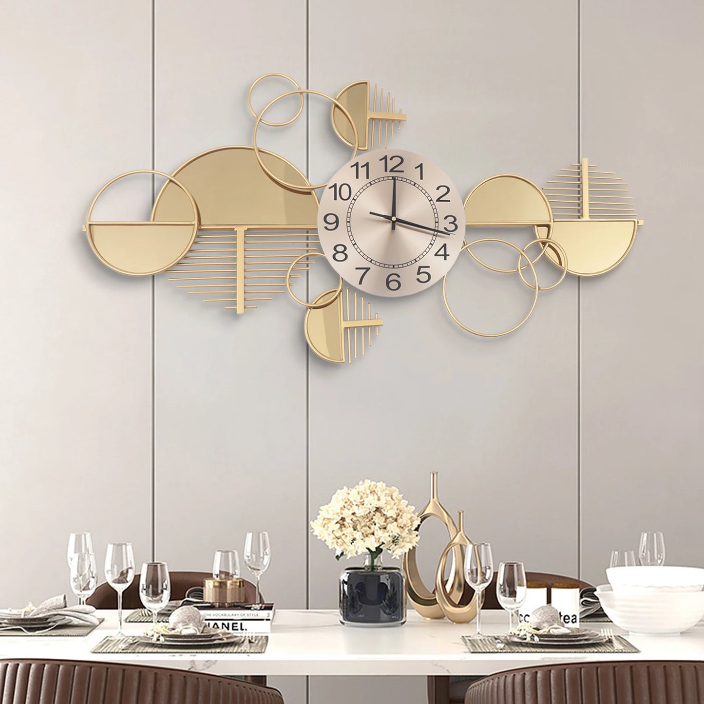 Creative Metal Wall Clock Silent Battery Operated Minimalist Home Decor