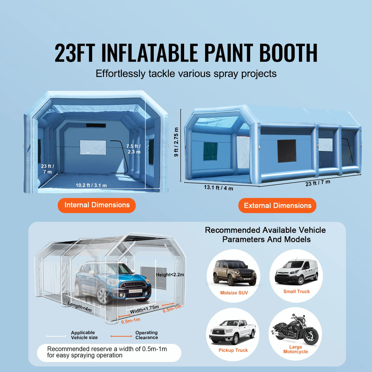 SucceBuy Inflatable Paint Booth With Air Filter System And Blowers