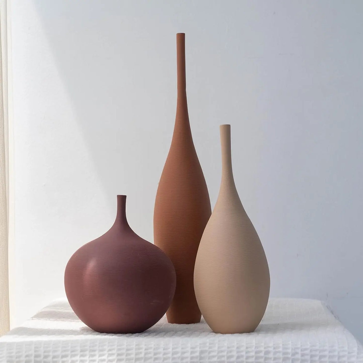 Set Of 3 Modern Ceramic Vases For Farmhouse Centerpieces