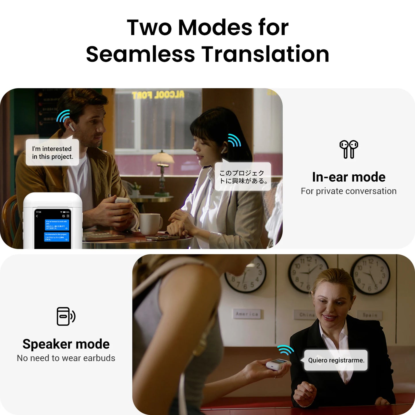 Wooask A8 Translator Earbuds With 144 Languages