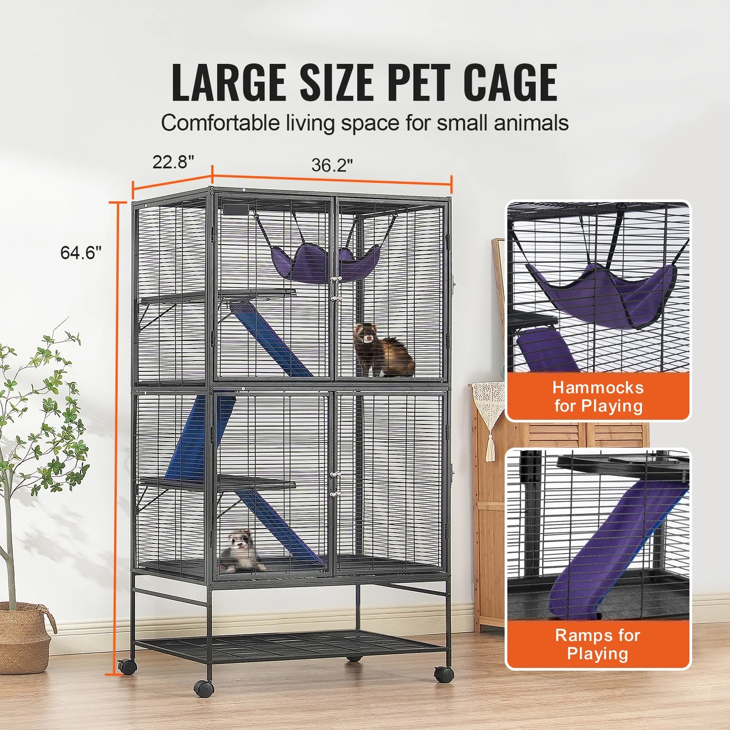 SucceBuy 4 Tier Metal Critter Cage For Small Animals