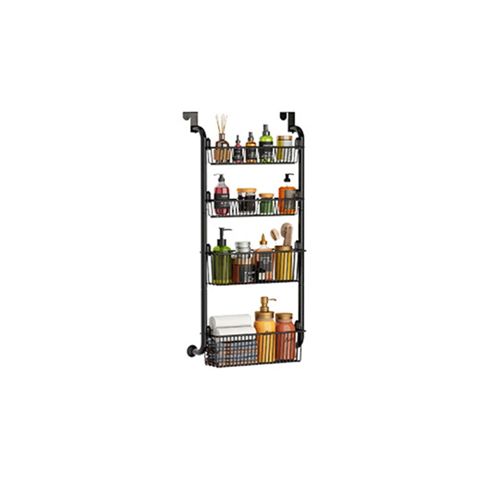 Over The Door Organizer, Metal Behind Door Hanging Storage Organizer Shelf With Adjustable Basket, Organizer For Kitchen