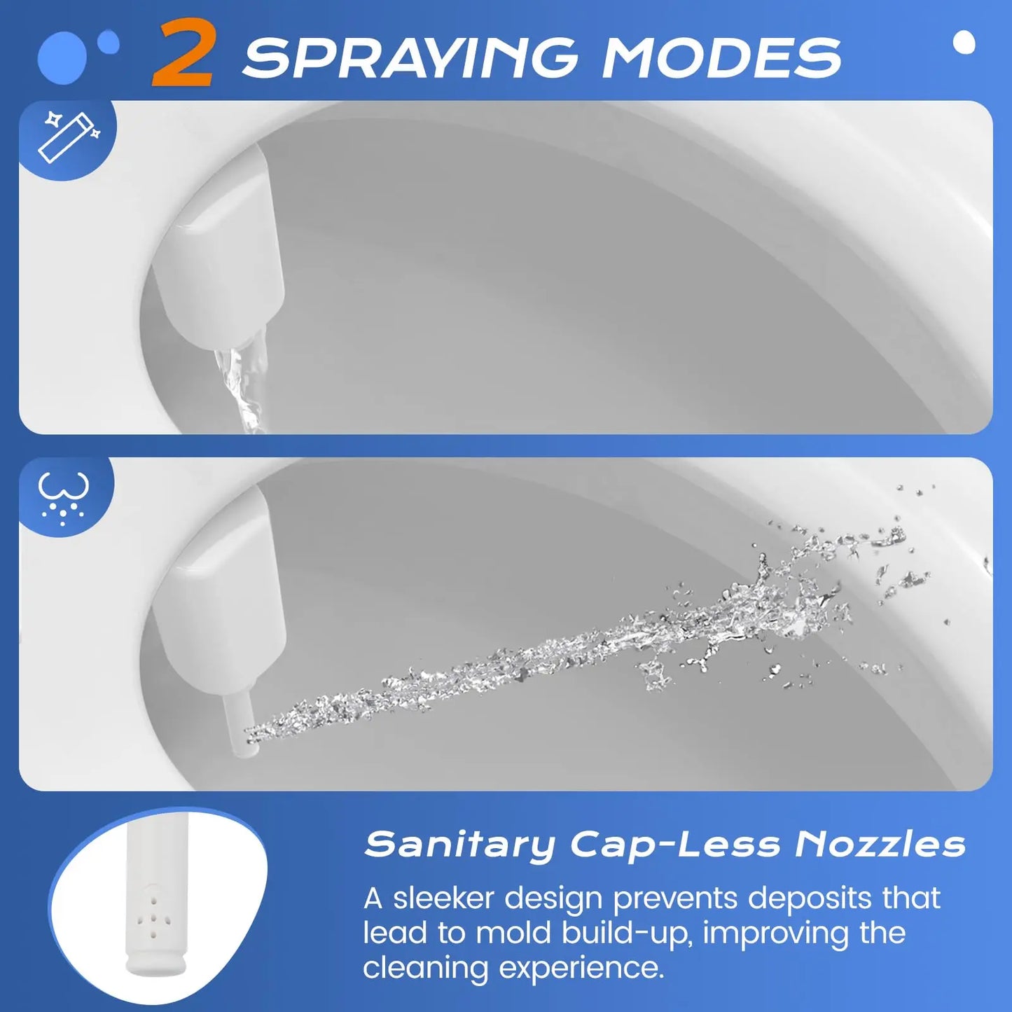 Ultra-Slim Bidet Attachment With Dual Nozzles For Toilet Self-Cleaning