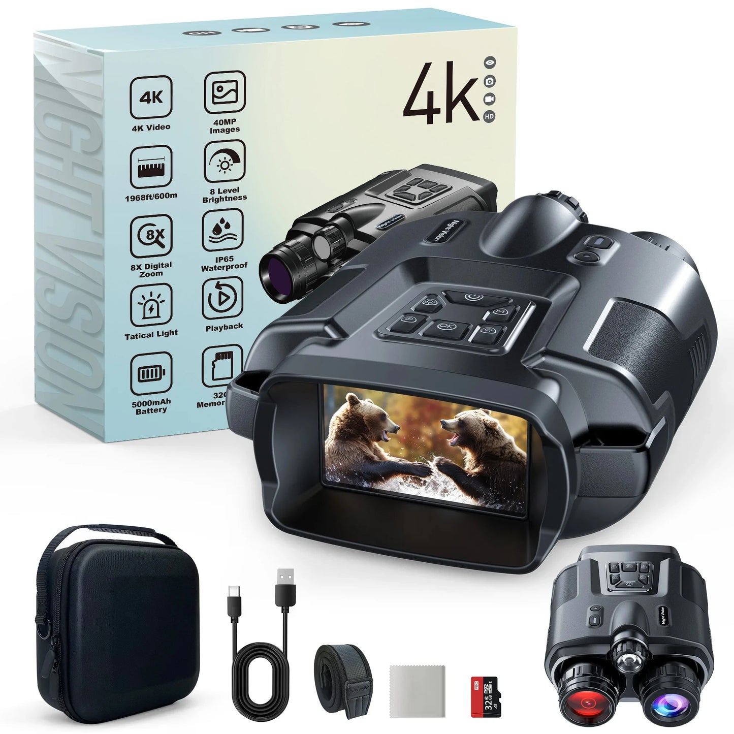 DIYIMIN Night Vision Binoculars 4K Infrared With 8X Zoom