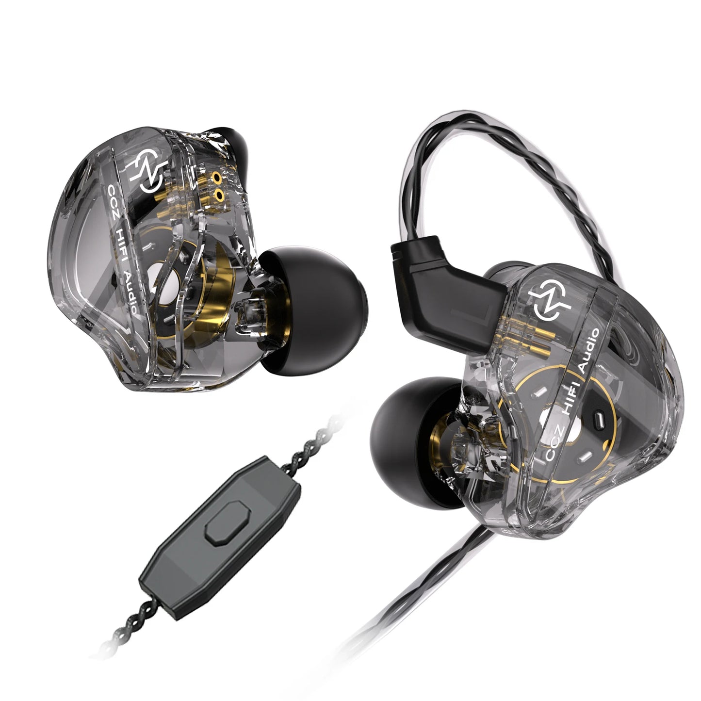 CCZ DC01 Pro Wired IEM Earphones, Powerful Bass Single Dynamic Driver In Ear Monitor, Comfortable Patented Ear Hook for Gaming Musicians Podcast Recording
