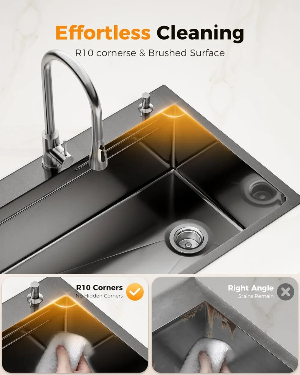 Drop In Kitchen Sink Stainless Steel Workstation Topmount Single Bowl