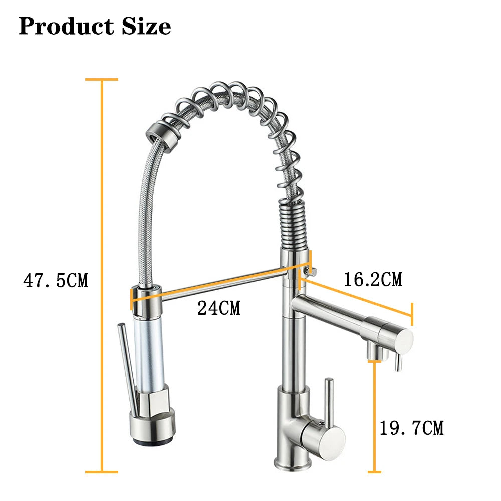 DQOK Dual-Handle Pull-Down Kitchen Faucet Deck Mounted