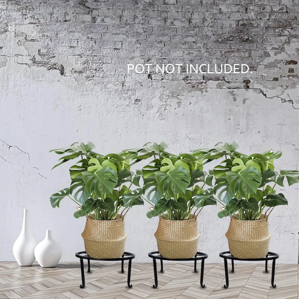 NBVCX 4 Pack Heavy Duty Iron Plant Stands Indoor Outdoor Rustproof Round Display