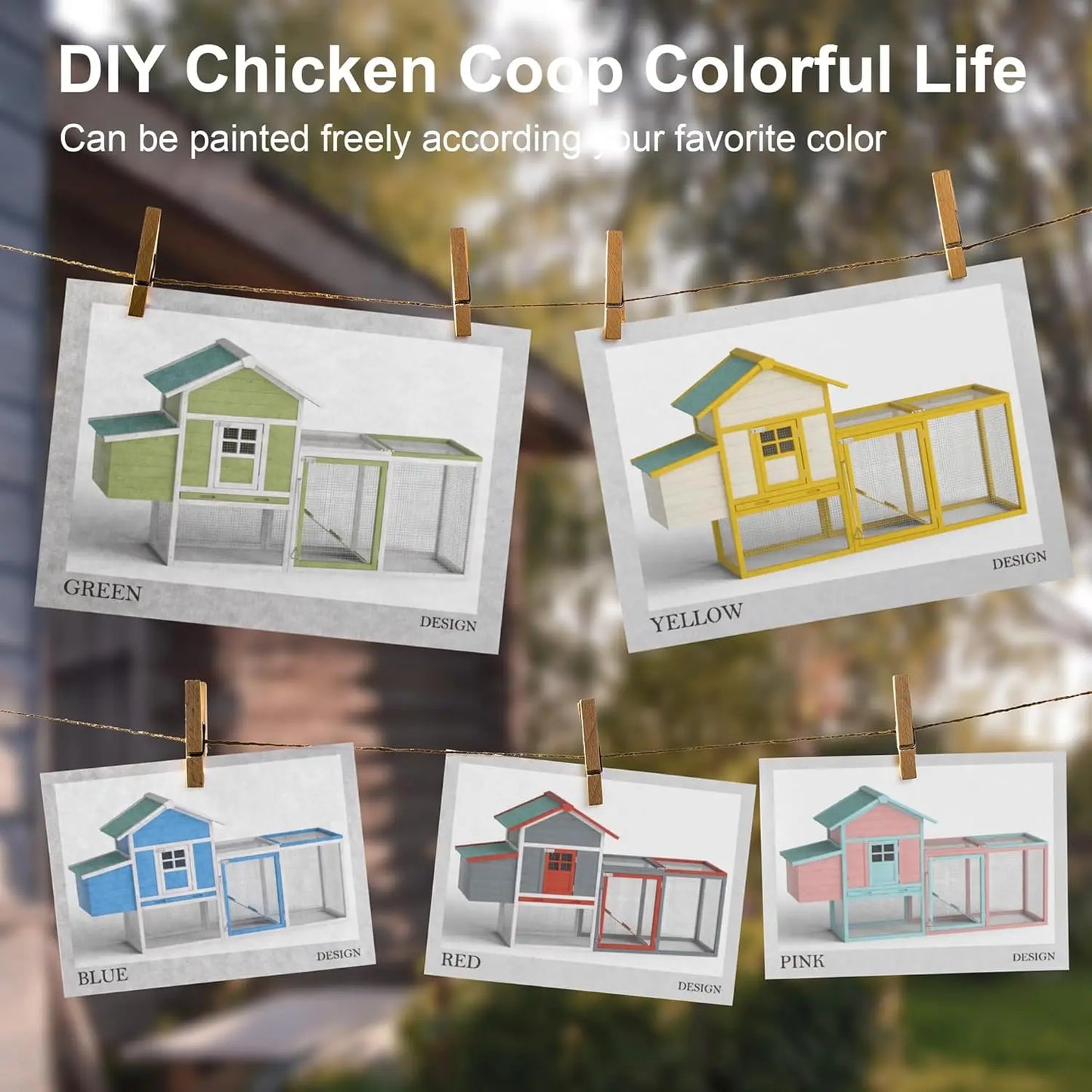 Outdoor Chicken Coop For 2 To 4 Chickens Wooden Hen House With Ramp