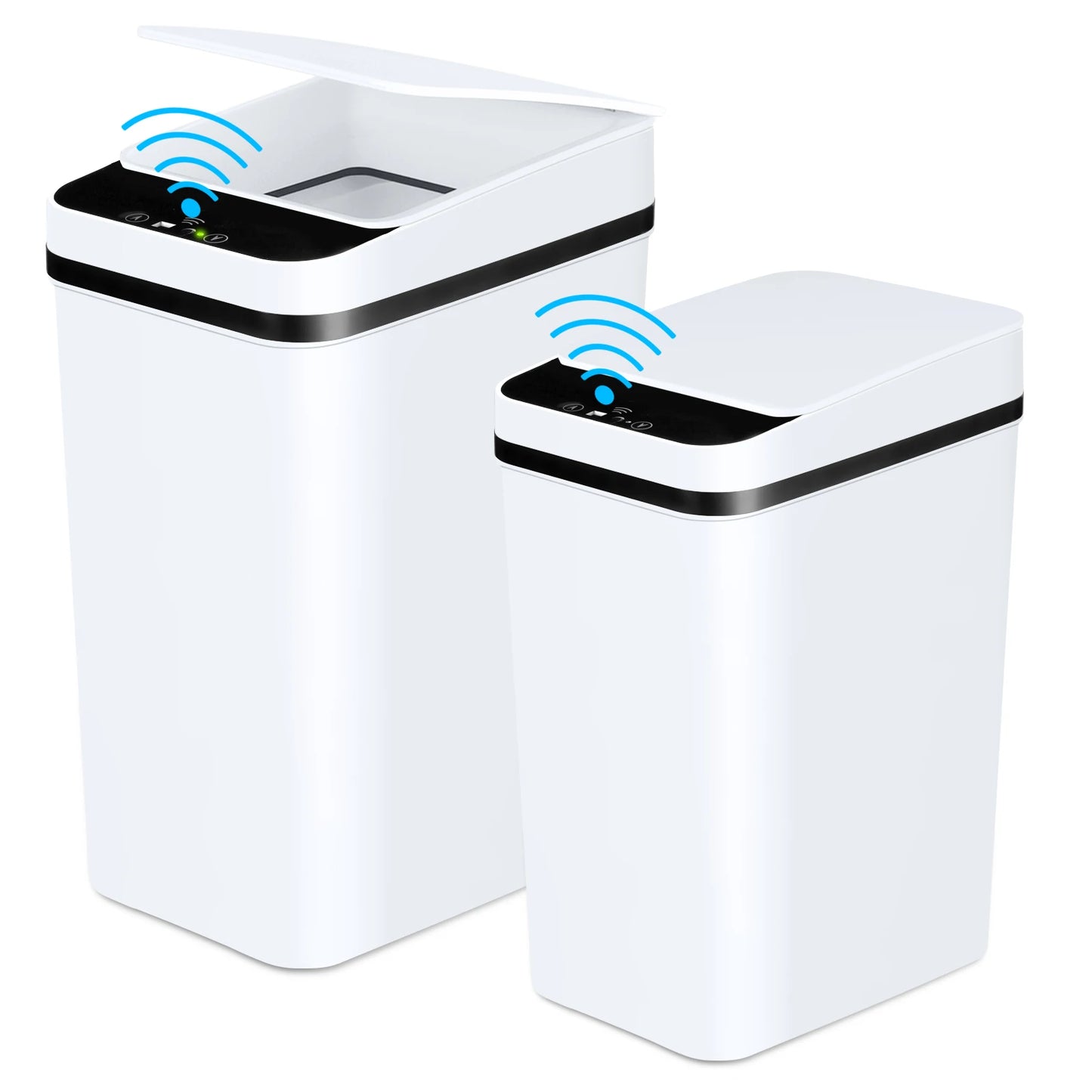 Motion Sensor Trash Can Two Pack With Quiet Lid Bathroom