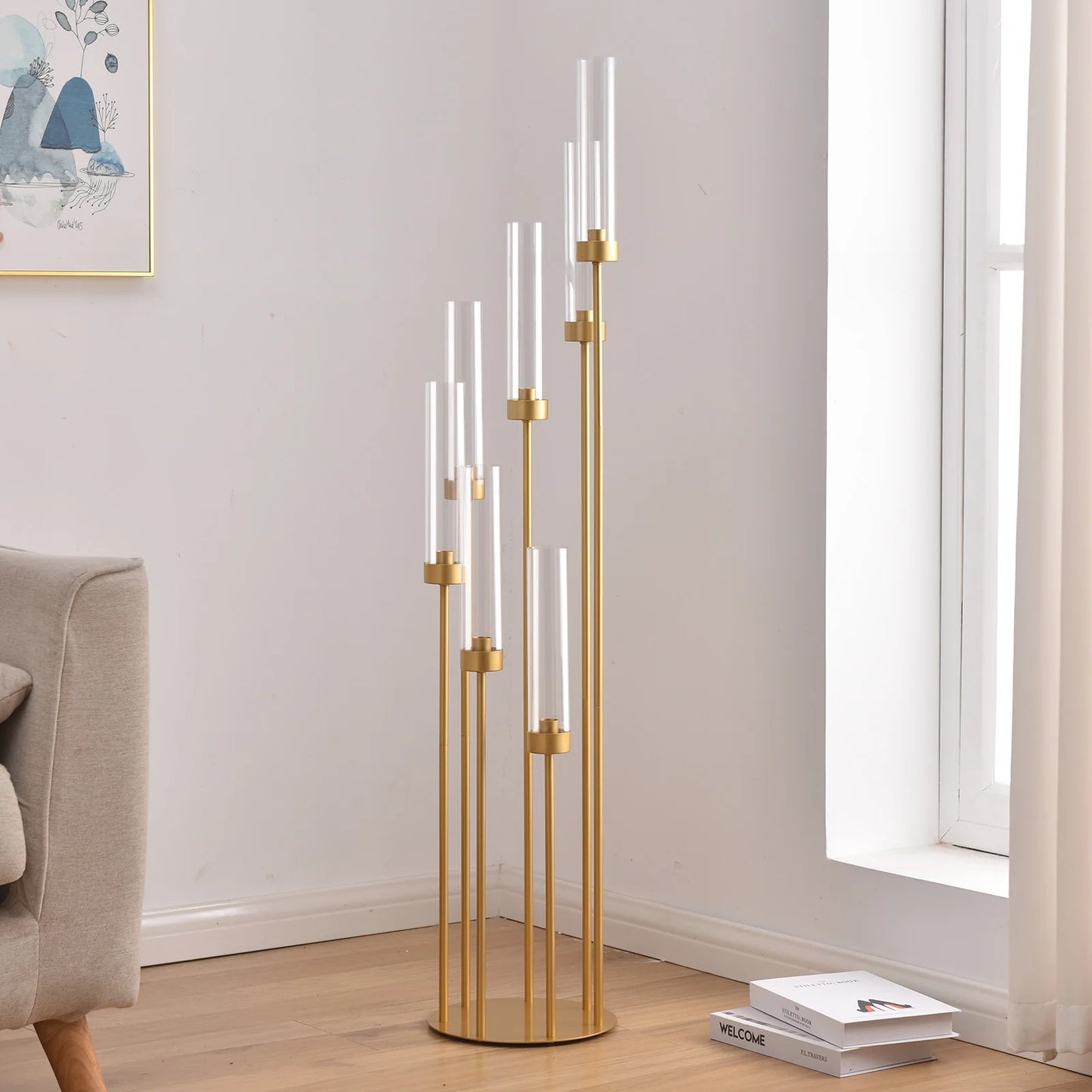 VINCIGANT Seven-Arm Floor Candelabra Centerpiece Set for Weddings