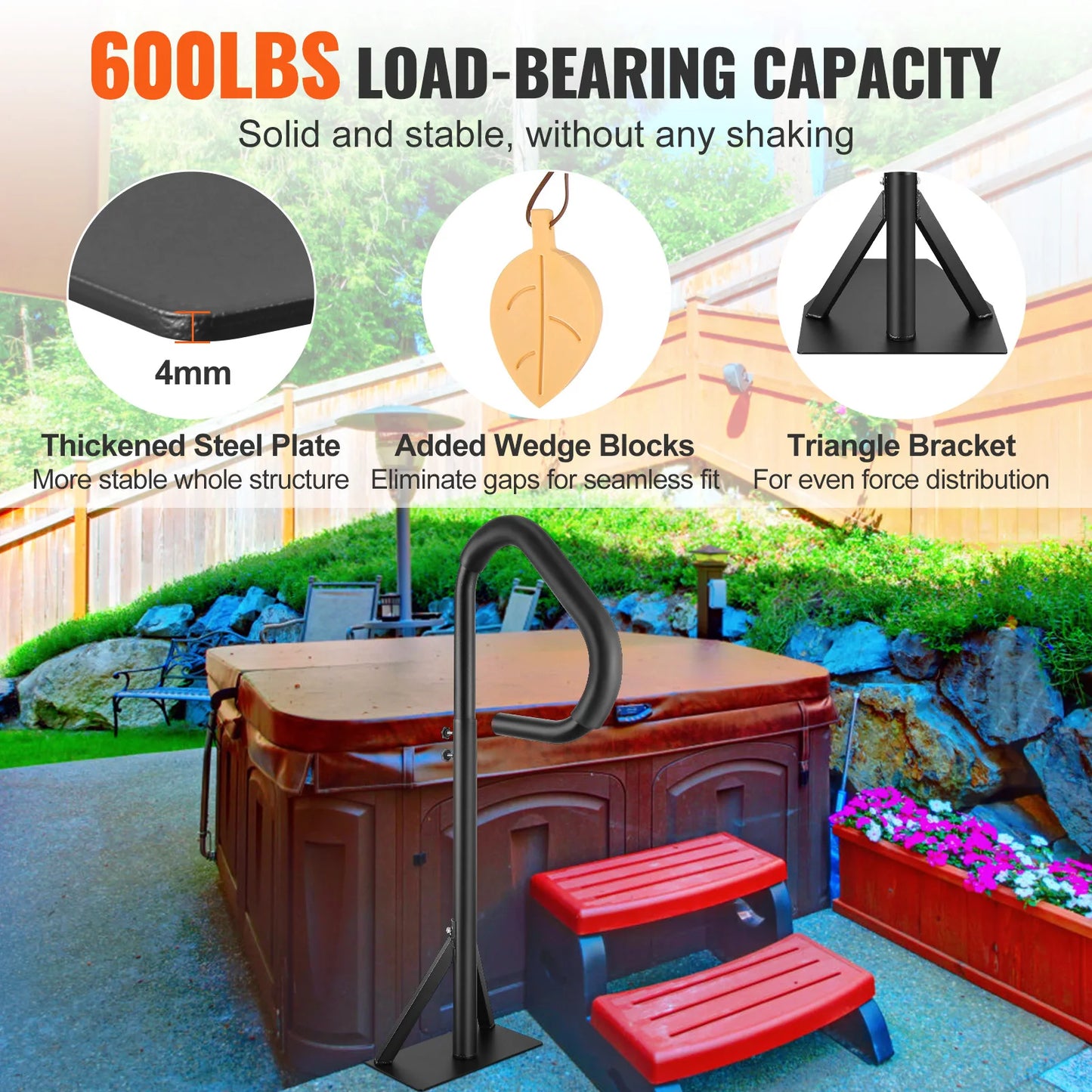 360 Rotatable Spa Hand Rail With Slide Under Mount