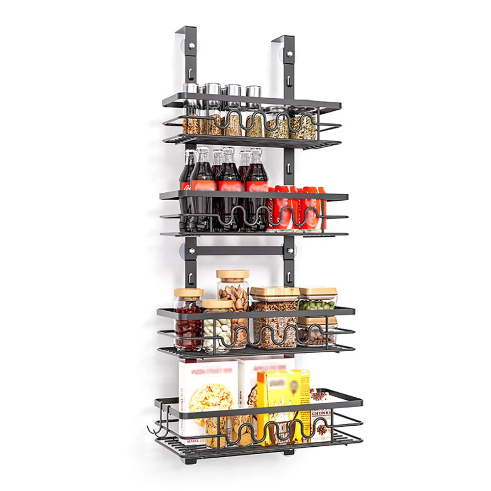 Over The Door Pantry Organizer, Pantry Door Organizer Shelves, Metal Hanging Spice Rack, Multi-Tier Over The Door Organizer