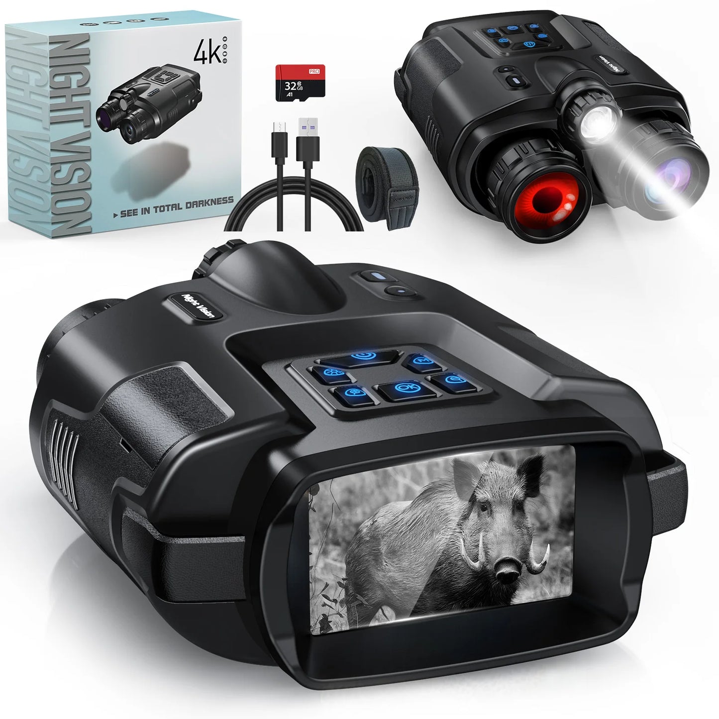 DIYIMIN Night Vision Binoculars 4K Infrared With 8X Zoom
