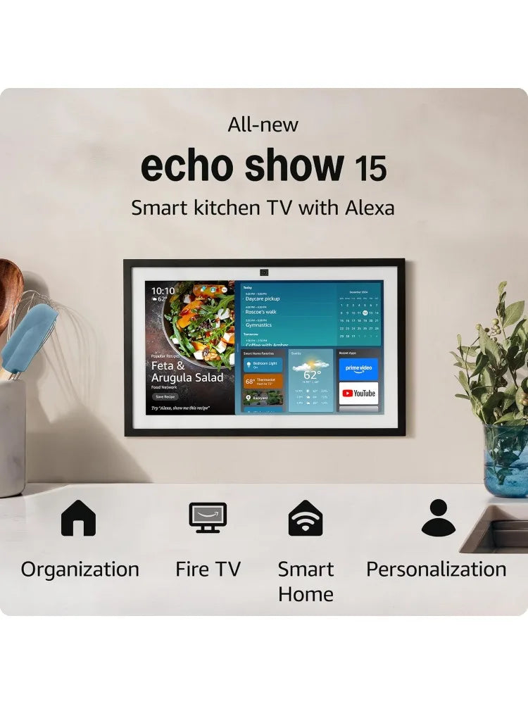 Echo Show 15 Smart Display for Kitchen Organization with Alexa