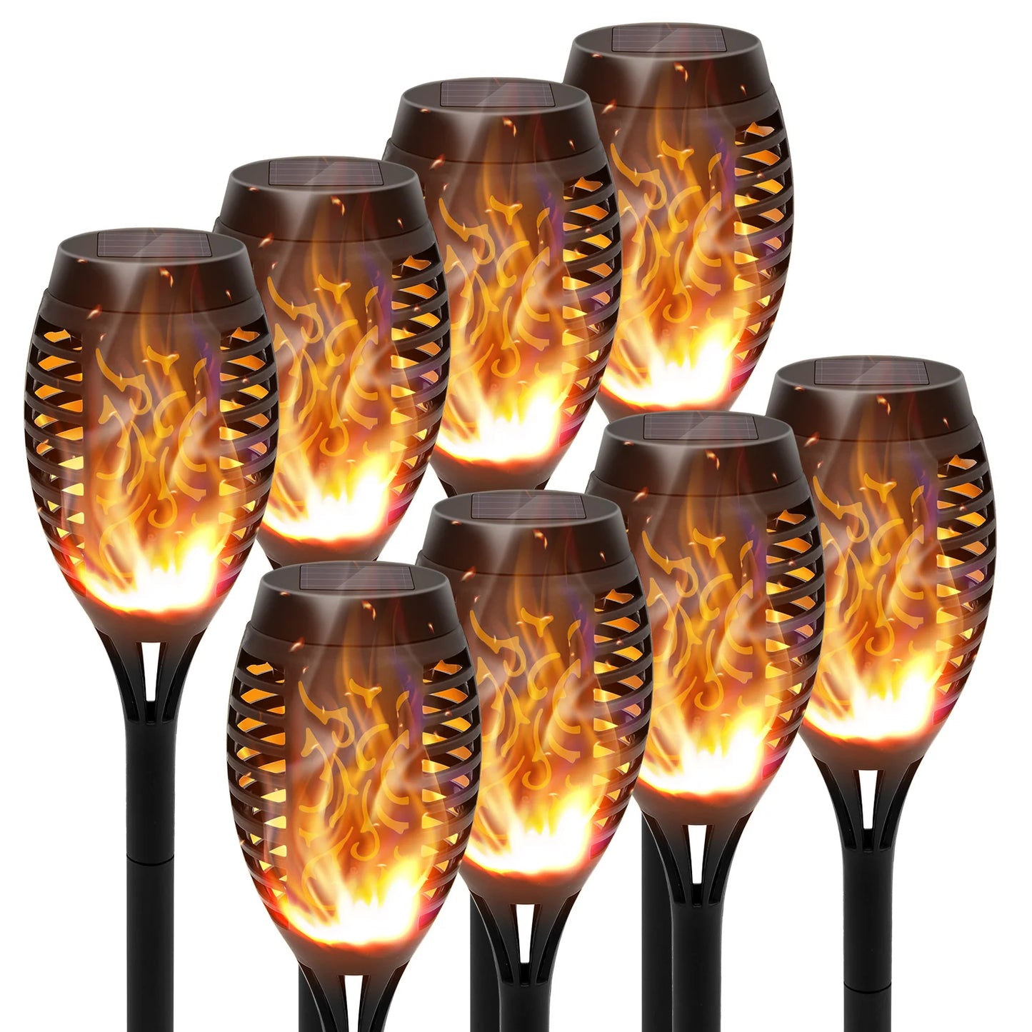 Solar Torch Lights With Flickering Flame LED Waterproof Garden Path