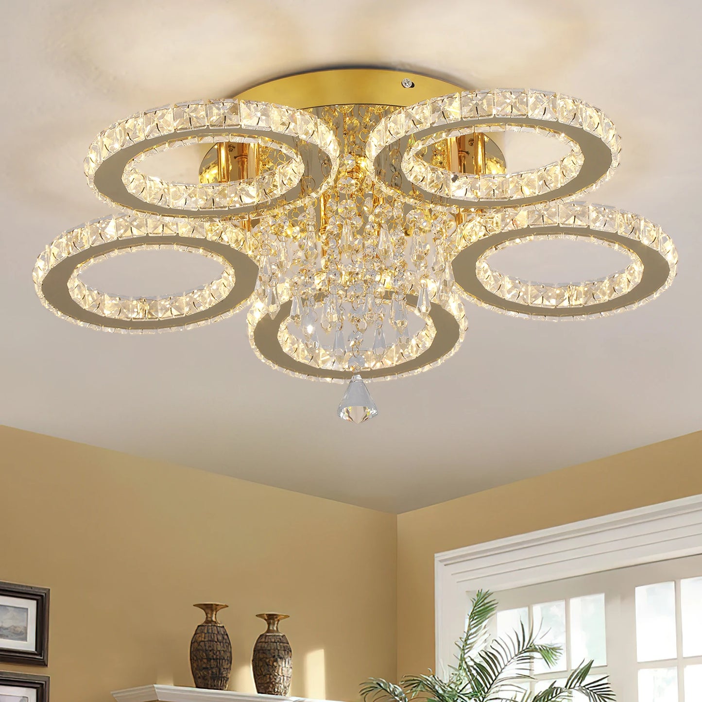 Led Crystal Ceiling Light Chandelier For Living Room