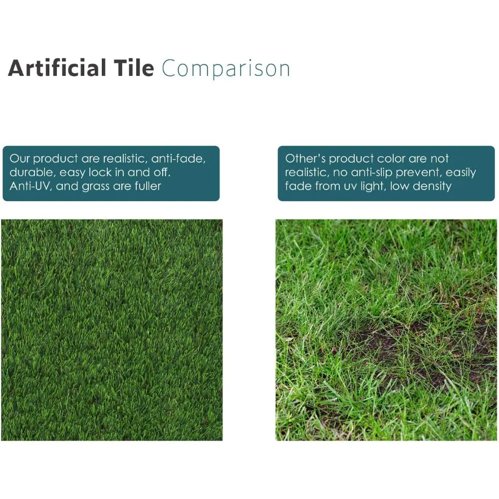 Artificial Grass Tiles Interlocking Turf Mat for Patio Balcony Garden