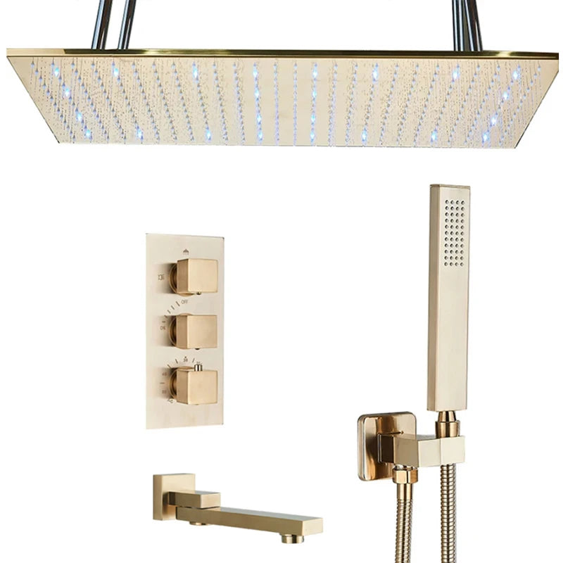 Wanmivezlo Brass LED Rainfall Shower Head Bathroom Accessory