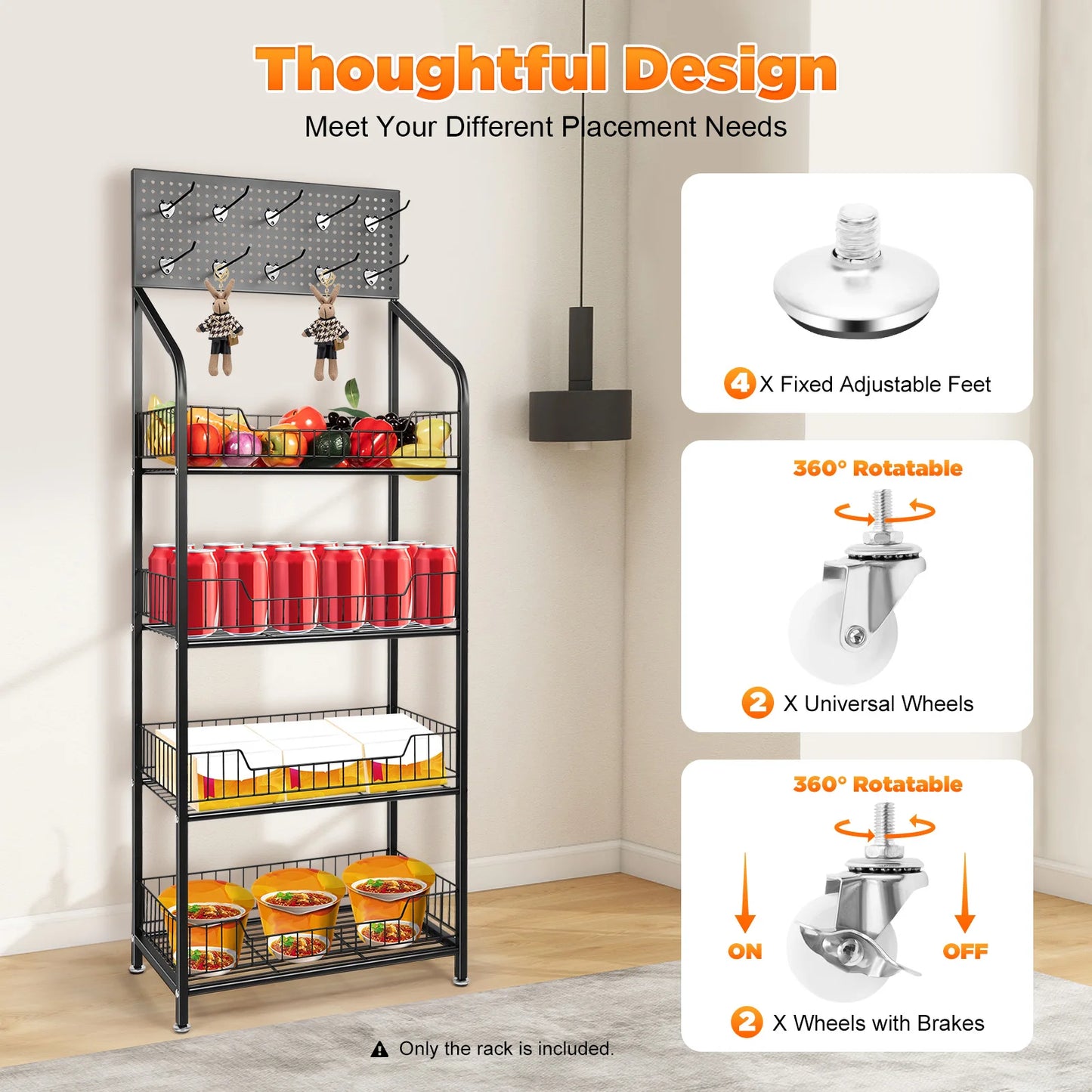Bymaocar 4 Tier Display Rack With Wheel Cart For Retail