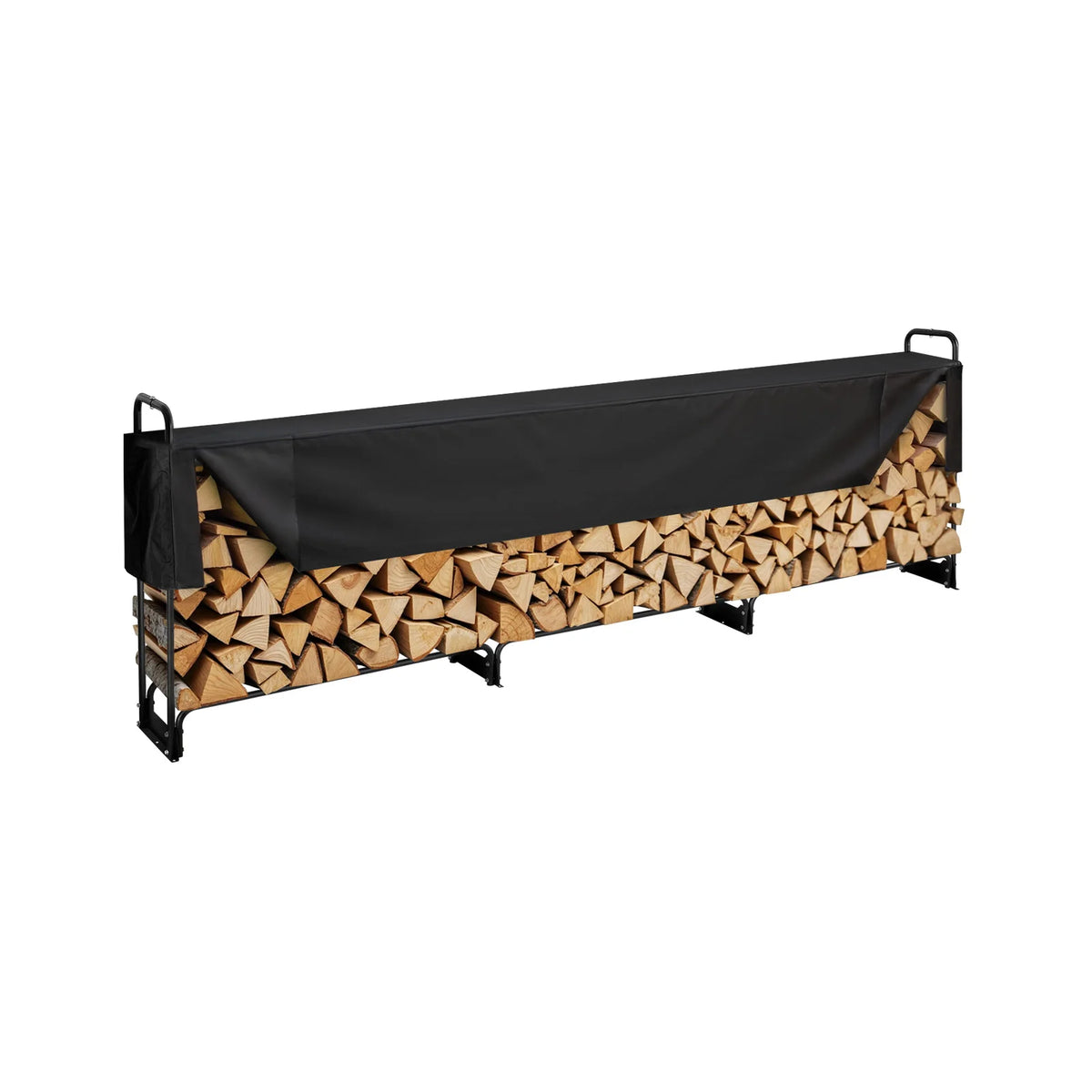 SucceBuy Outdoor Firewood Rack With Heavy Duty Cover