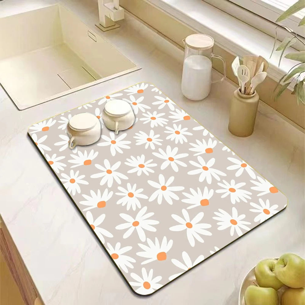 Kitchen Accessories Absorbent Kitchen Dish Drying Mat Coffee Machine Tableware Drain Mat Kitchen Drain Pad Tableware Mat Coaster