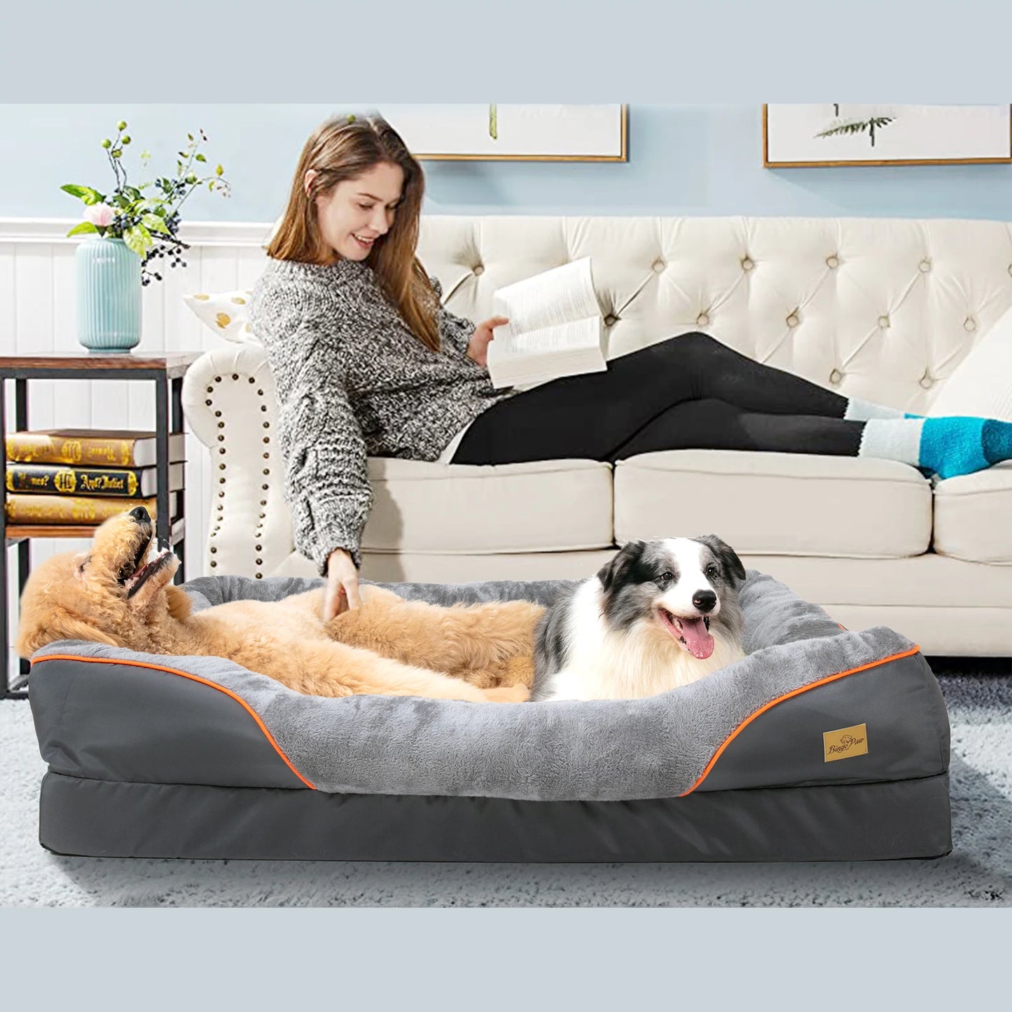 BINGOPAW Dog Bed Anti Allergy Warm Fleece Removable Cover
