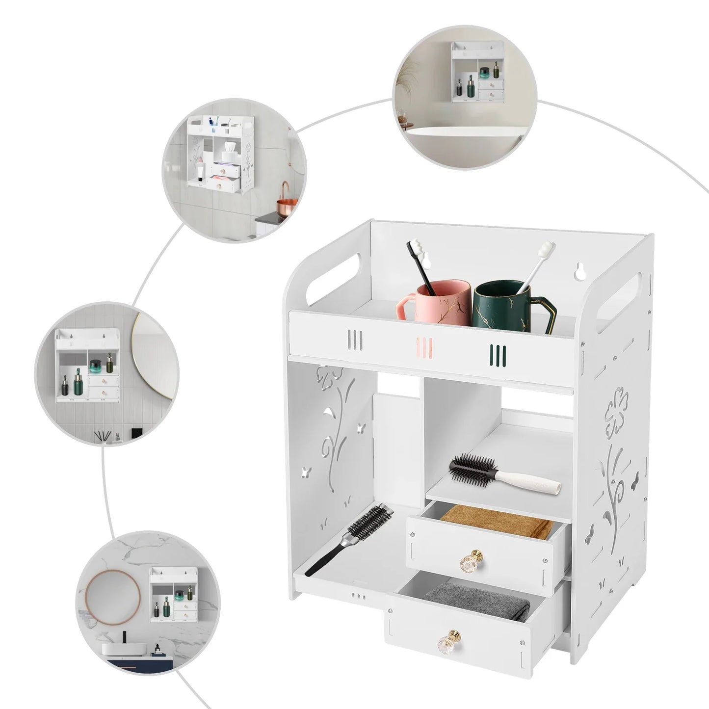 Bathroom Wall Cabinet With Two Drawers Wall Mounted Storage