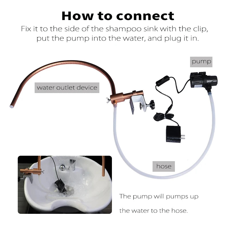 Salon Head Spa Water Waterfall Frame with Pump, Multi-Angle Water Circulation Device for Shampoo Washbasin Shower Equipment