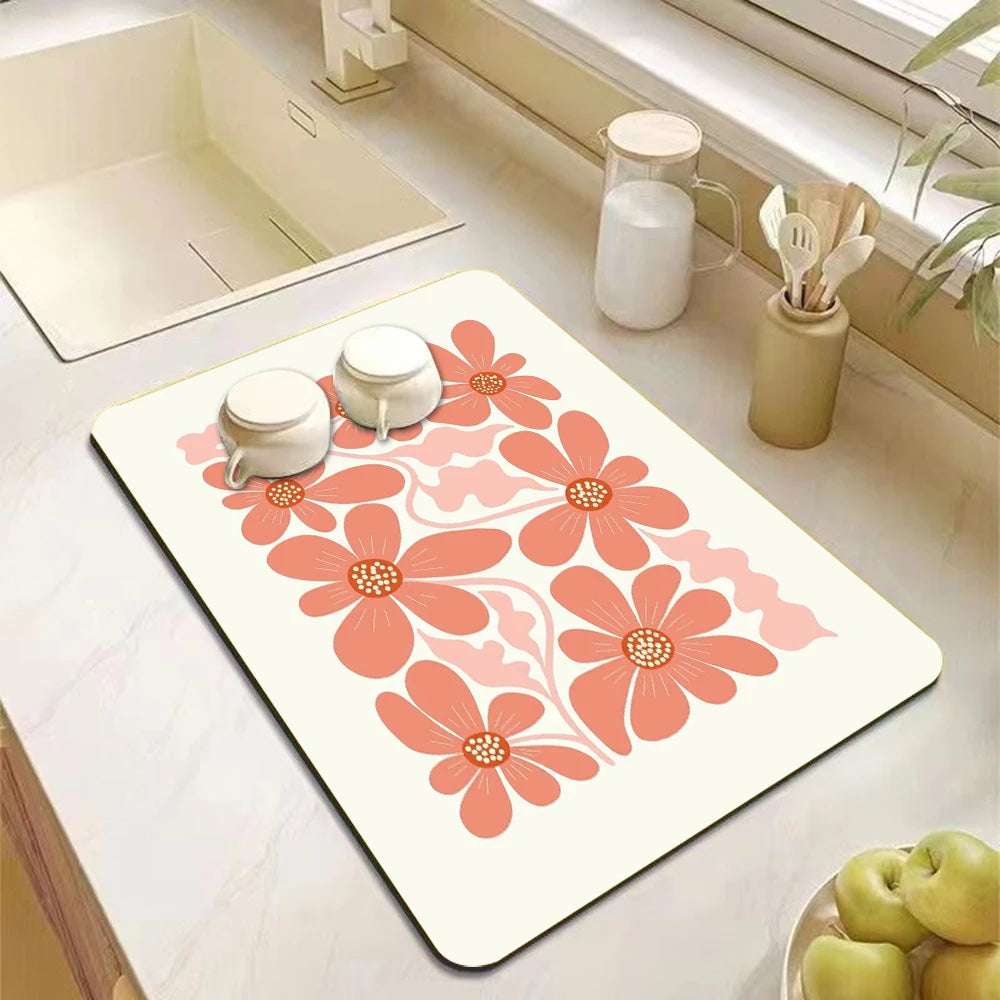 Kitchen Accessories Absorbent Kitchen Dish Drying Mat Coffee Machine Tableware Drain Mat Kitchen Drain Pad Tableware Mat Coaster