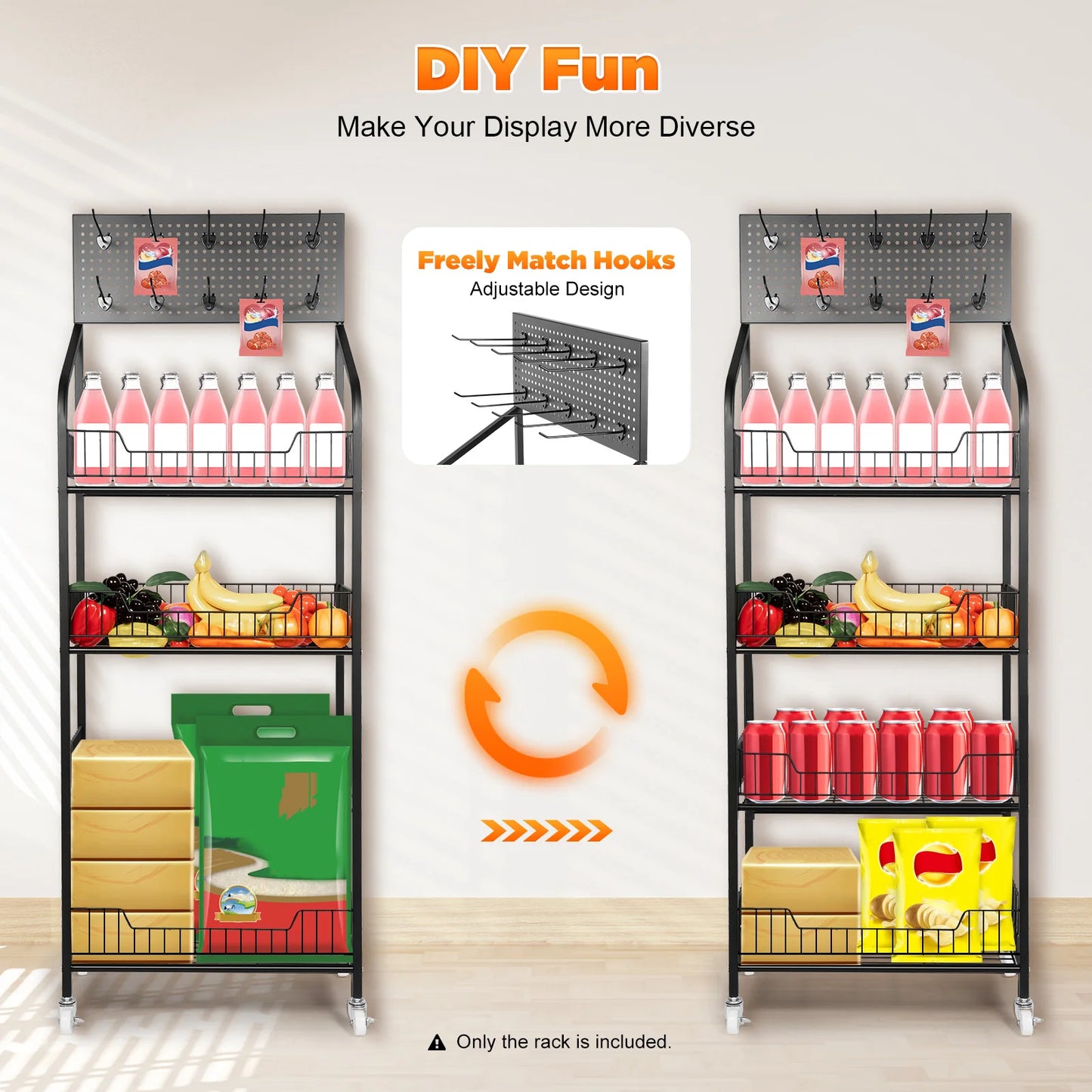 Bymaocar 4 Tier Display Rack With Wheel Cart For Retail
