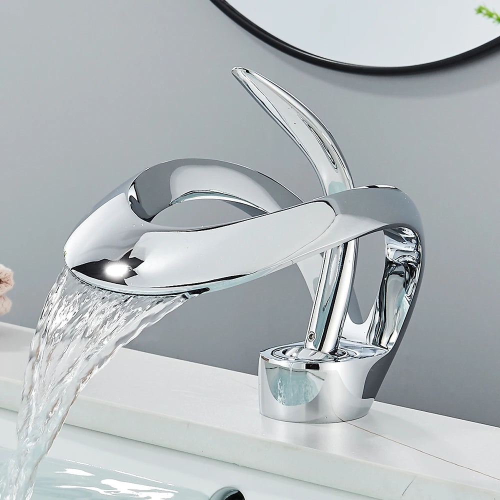 Rozin Luxury Basin Faucet Waterfall Deck Mount Mixer