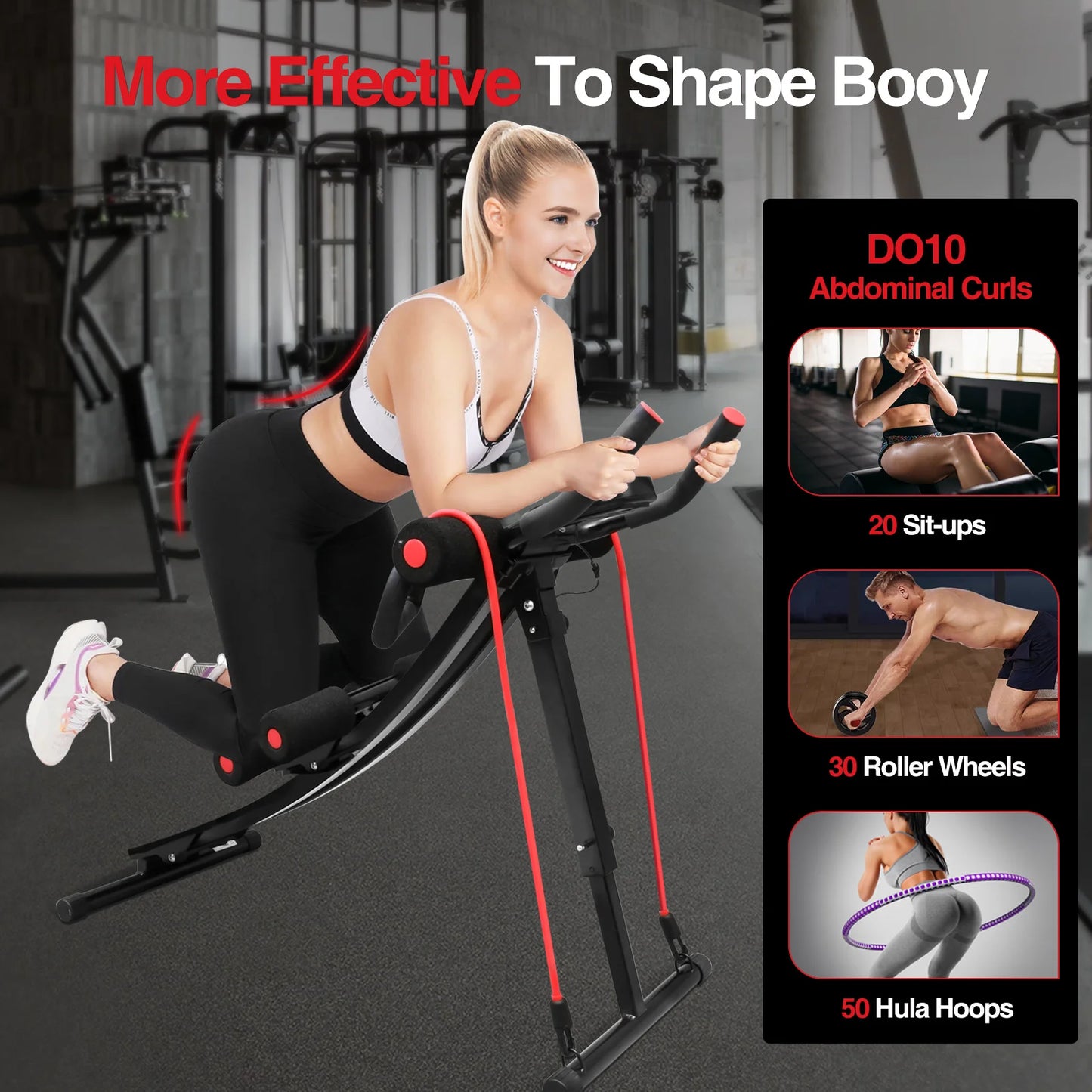 Foldable Ab Machine For Home Gym With LCD Display Core