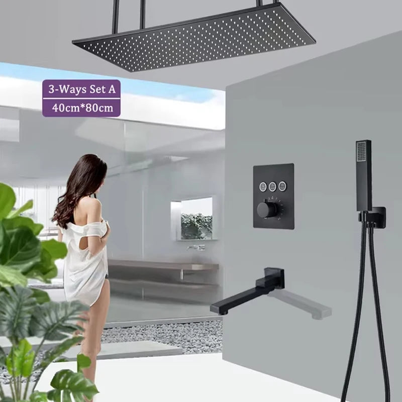 Wanmivezlo Brass LED Rainfall Shower Head Bathroom Accessory