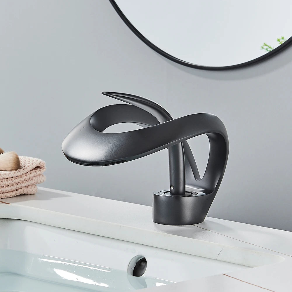 Rozin Luxury Basin Faucet Waterfall Deck Mount Mixer