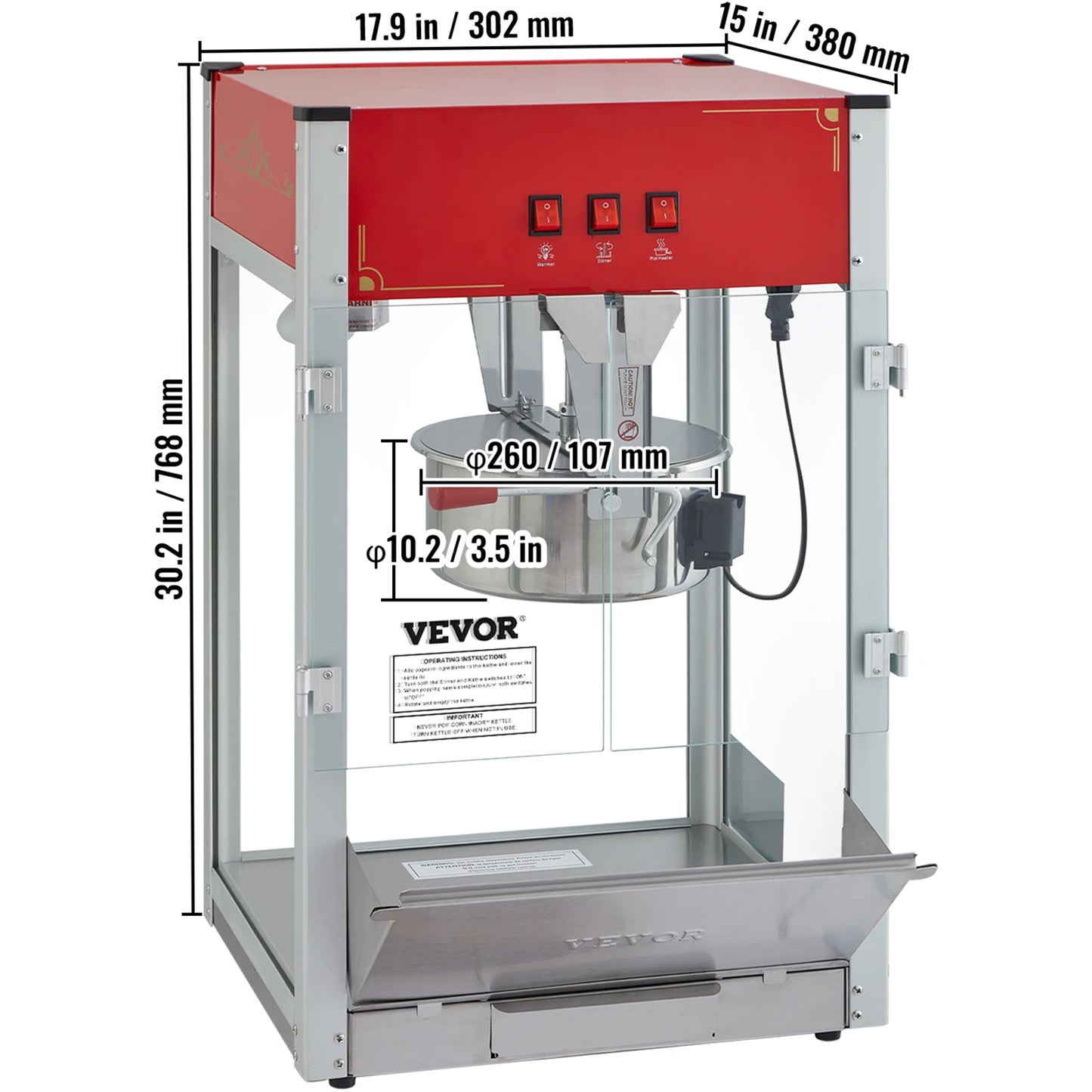 SucceBuy Electric Popcorn Maker Stainless Steel Commercial Popper Machine