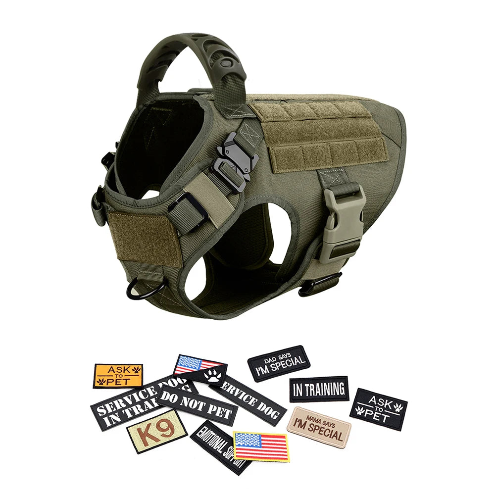 PETRAVEL Military Dog Harness Vest Set With Leash Patches