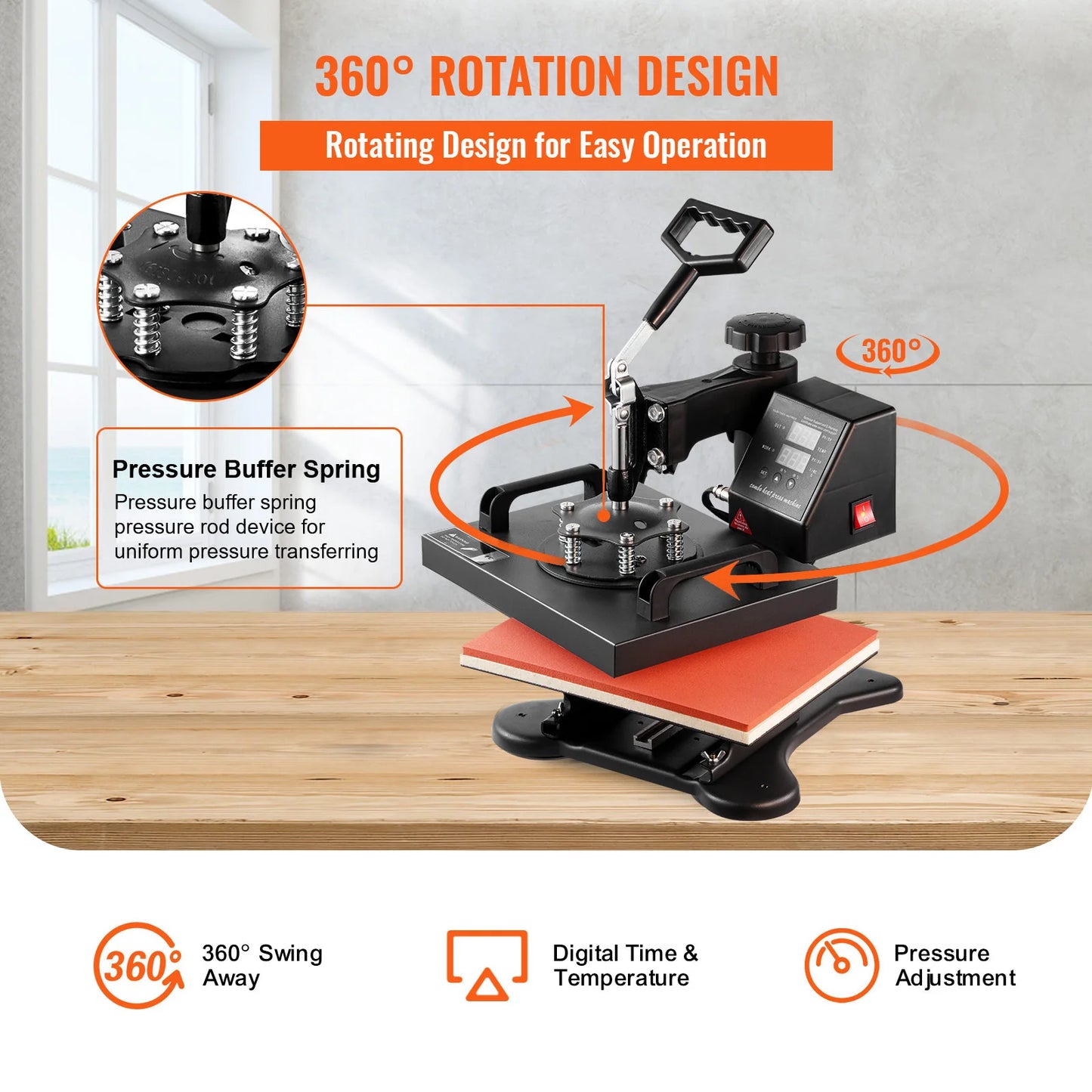 SucceBuy Dual Heat Press Machine 650W Swing Away 360 Rotation