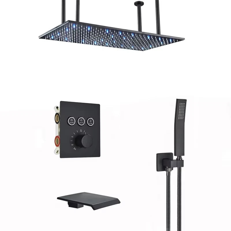 Wanmivezlo Brass LED Rainfall Shower Head Bathroom Accessory