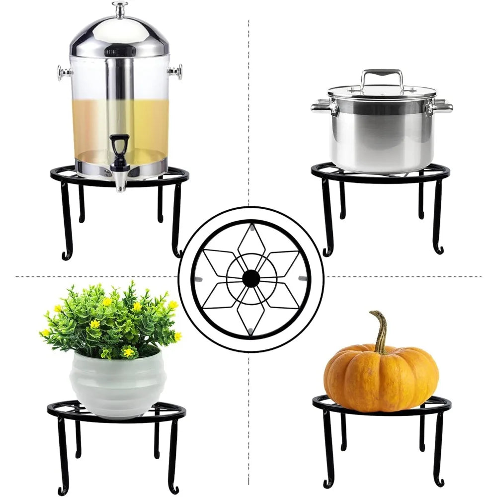 NBVCX 4 Pack Heavy Duty Iron Plant Stands Indoor Outdoor Rustproof Round Display