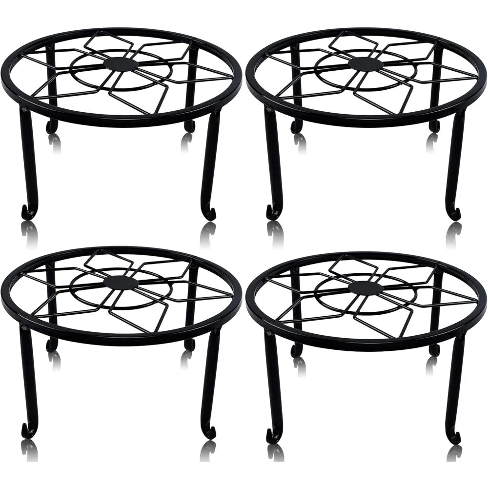NBVCX 4 Pack Heavy Duty Iron Plant Stands Indoor Outdoor Rustproof Round Display
