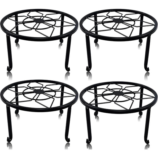 NBVCX 4 Pack Heavy Duty Iron Plant Stands Indoor Outdoor Rustproof Round Display