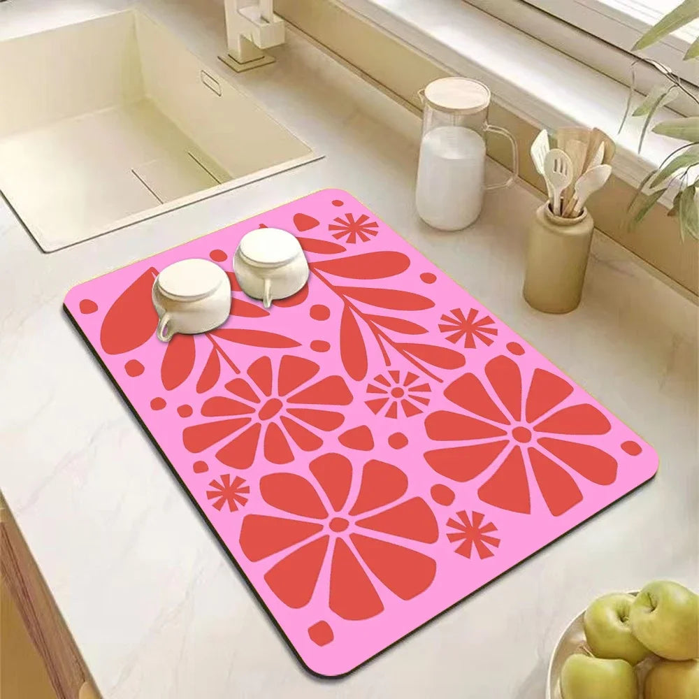 Kitchen Accessories Absorbent Kitchen Dish Drying Mat Coffee Machine Tableware Drain Mat Kitchen Drain Pad Tableware Mat Coaster