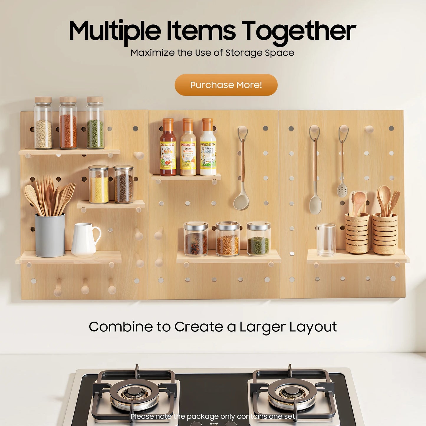 Wood Pegboard Organizer Kit For Home Office And DIY Display