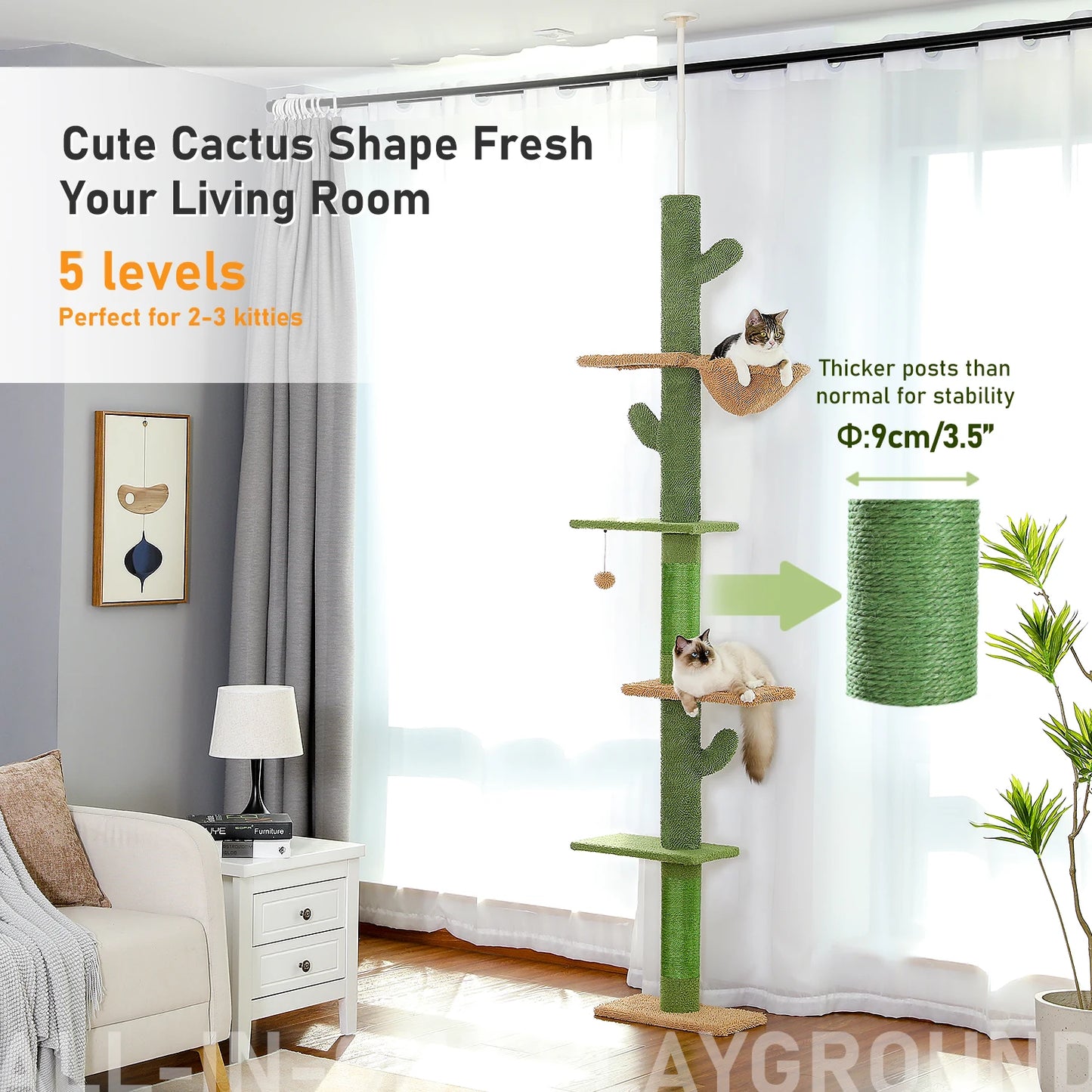 PAWZ Road Cat Tree 5Tier Floor To Ceiling Climbing Tower