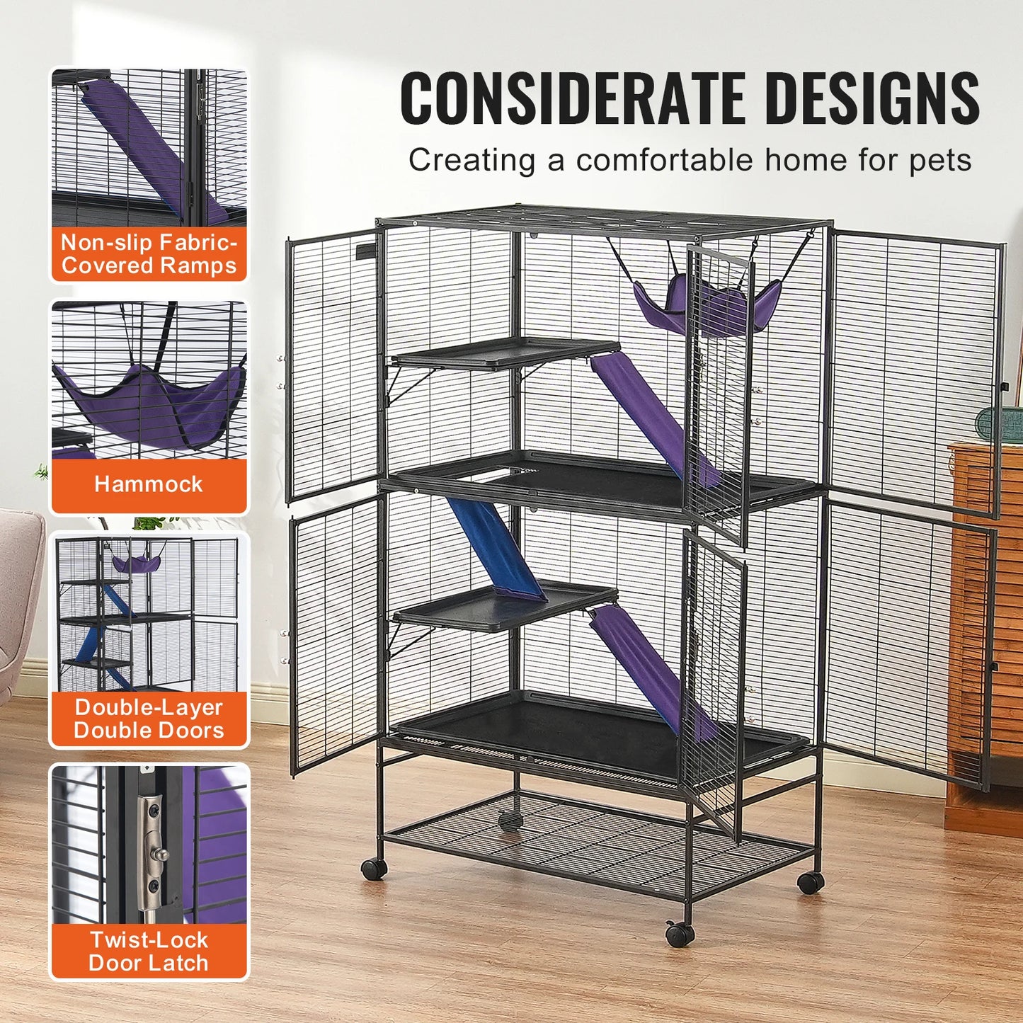 SucceBuy 4 Tier Metal Critter Cage For Small Animals