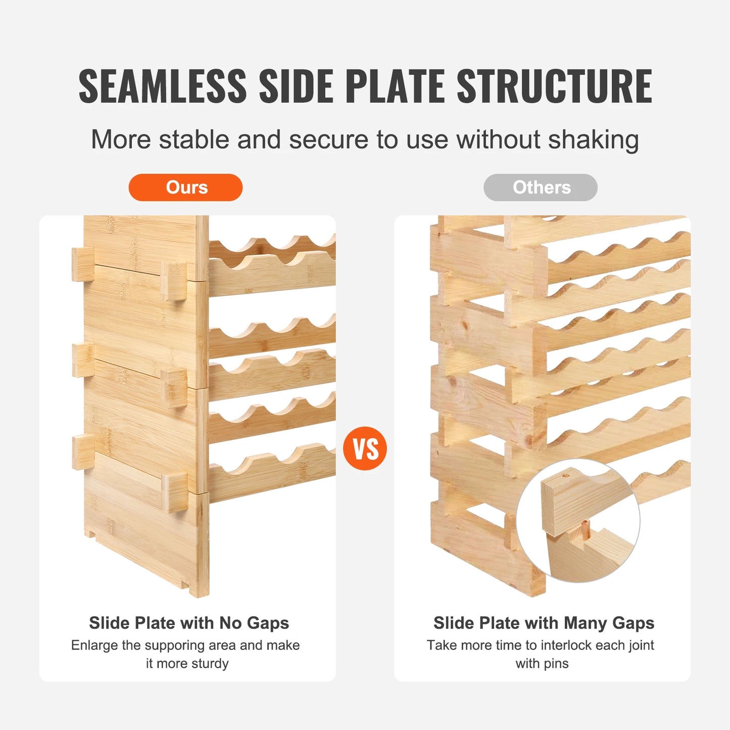 SucceBuy Bamboo Stackable Wine Rack For Free Standing Storage