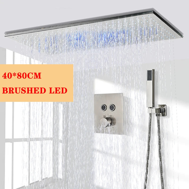Wanmivezlo Brass LED Rainfall Shower Head Bathroom Accessory