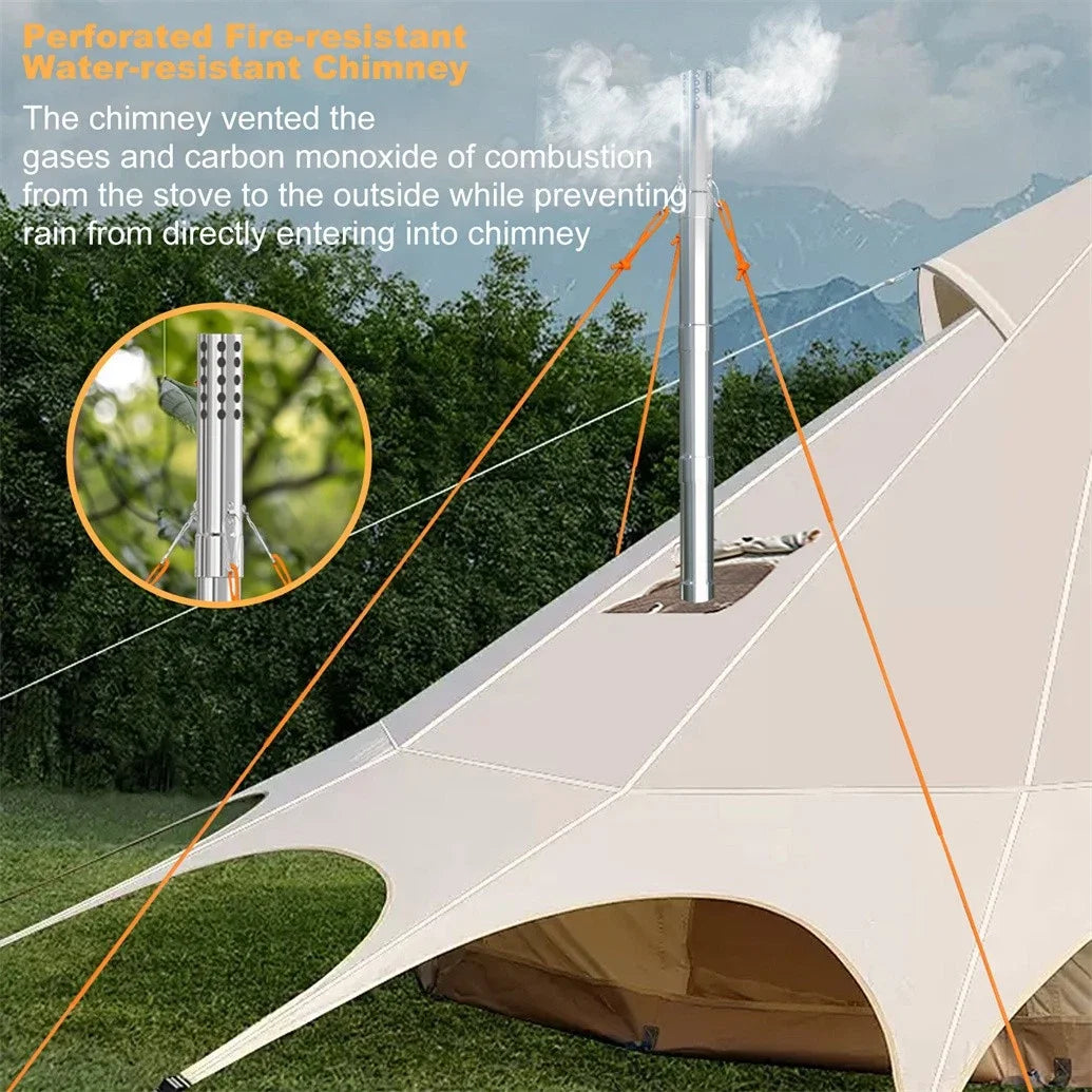 Unho Wood Burning Portable Tent Stove With Stainless Chimney Pipes